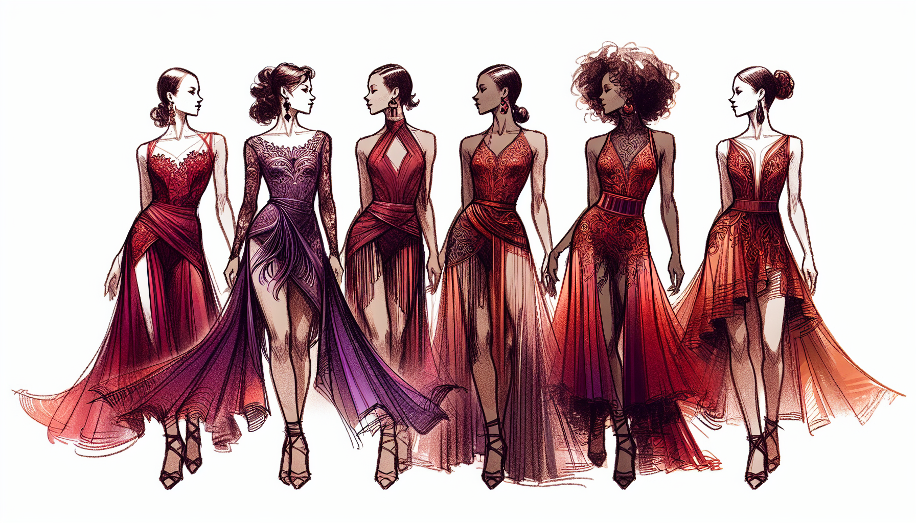 Sensual Latin Dance Costume Design Sketches