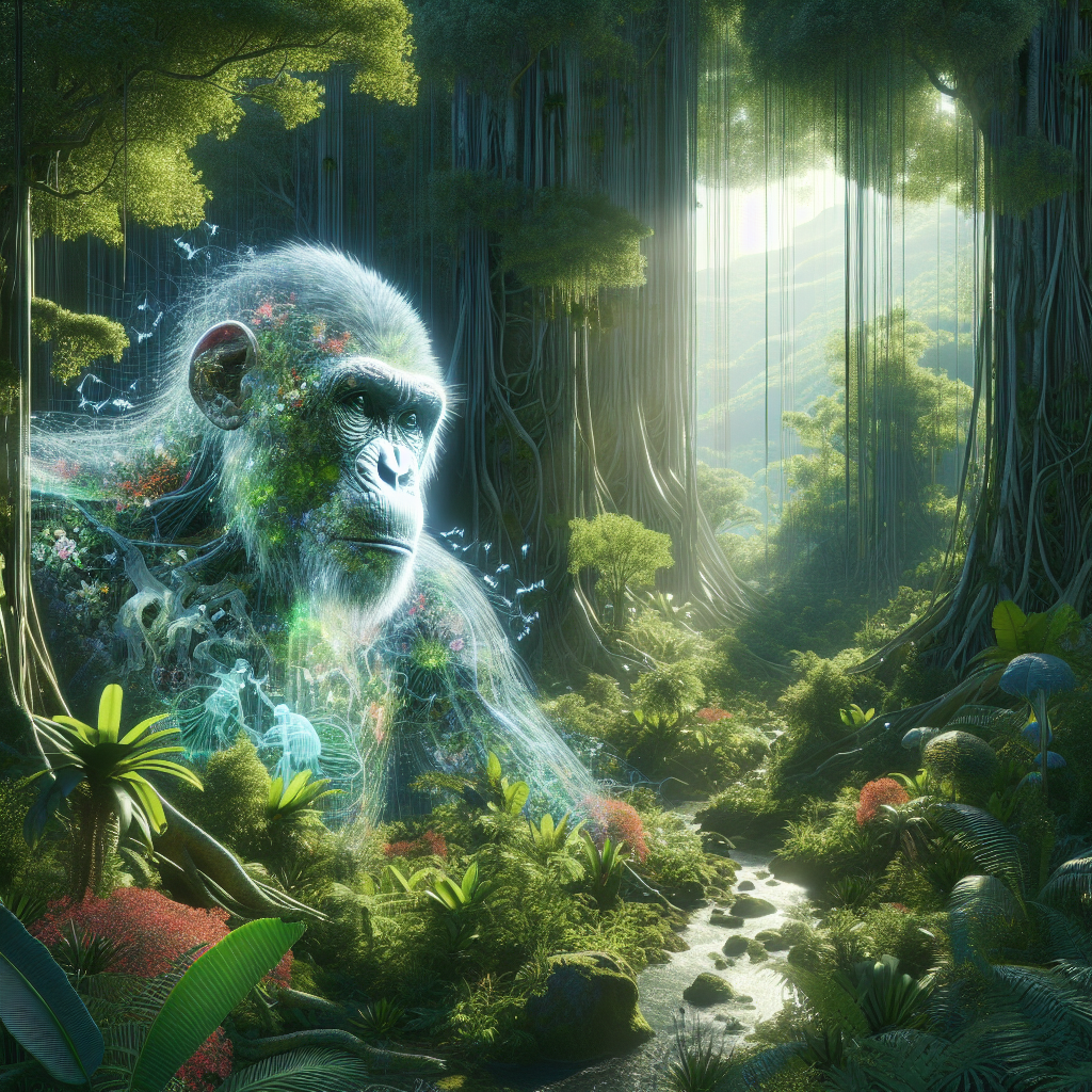 Ethereal Virtual Ape in Biodiverse Jungle