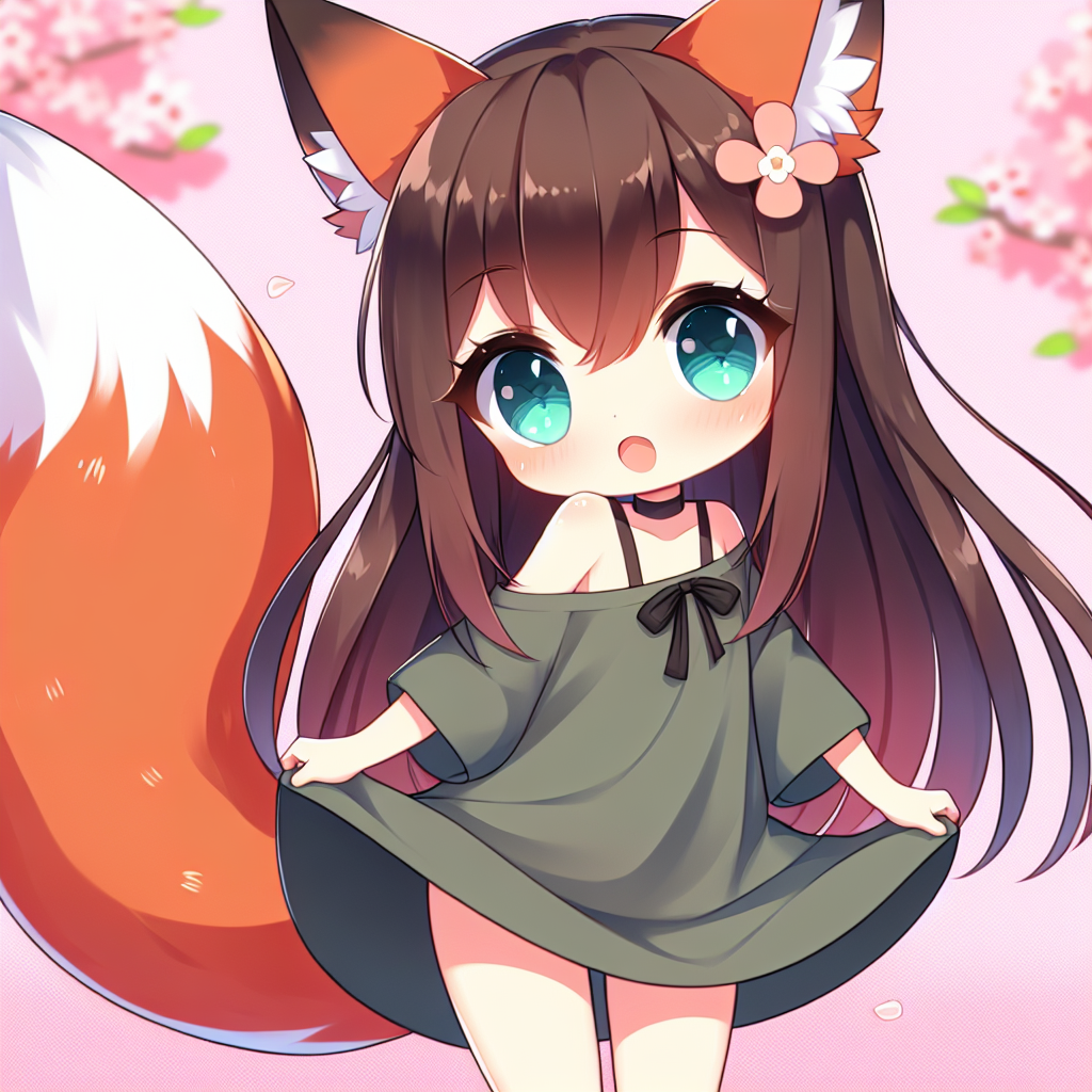 Charming Chibi Anime Fox Girl Character