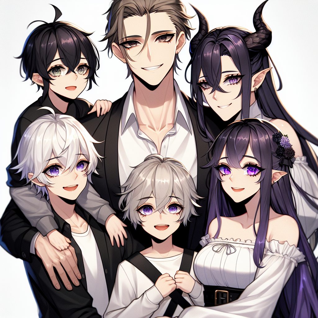 Delightful Family Portrait in Anime Style