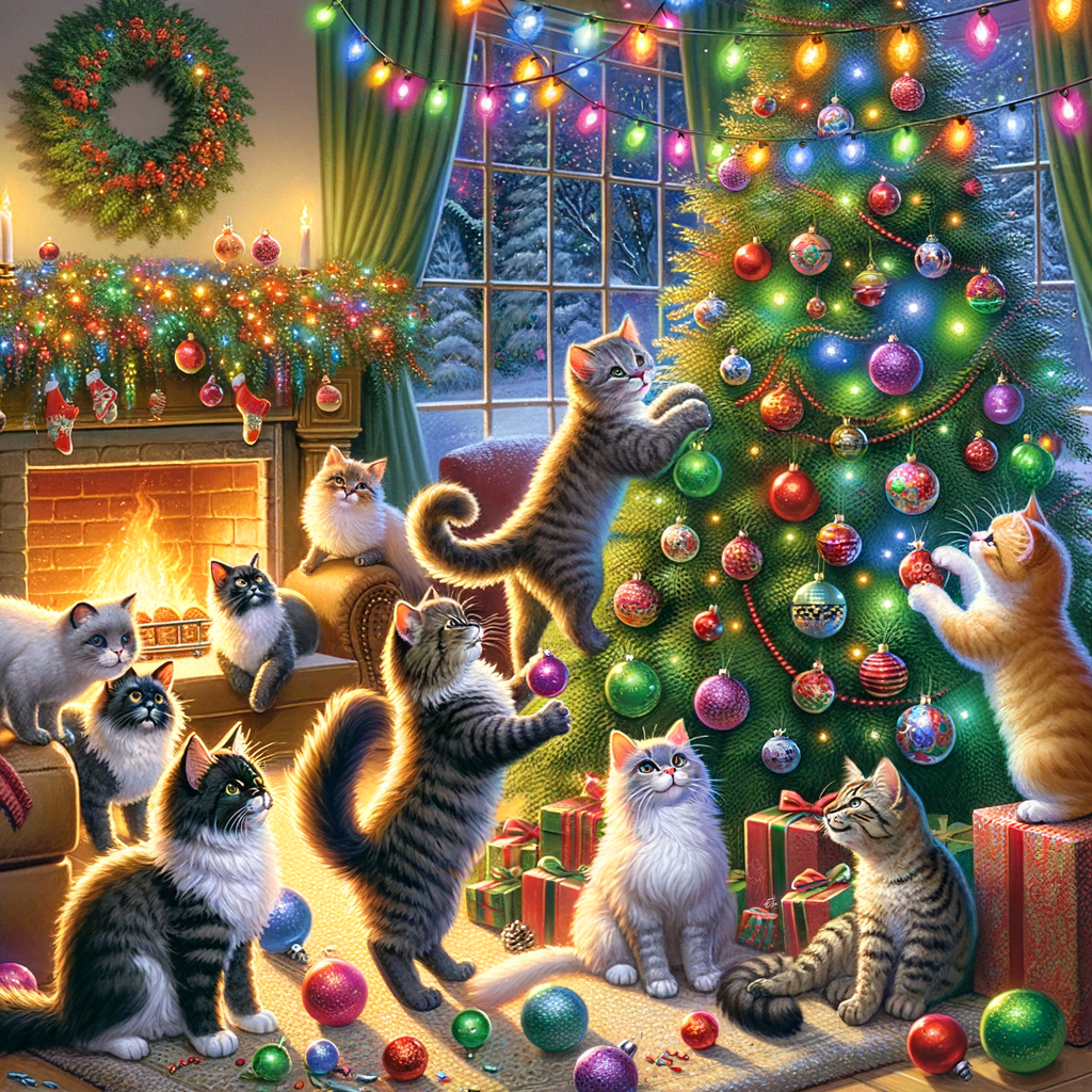 Cats Celebrate Christmas Amidst Festive Decorations