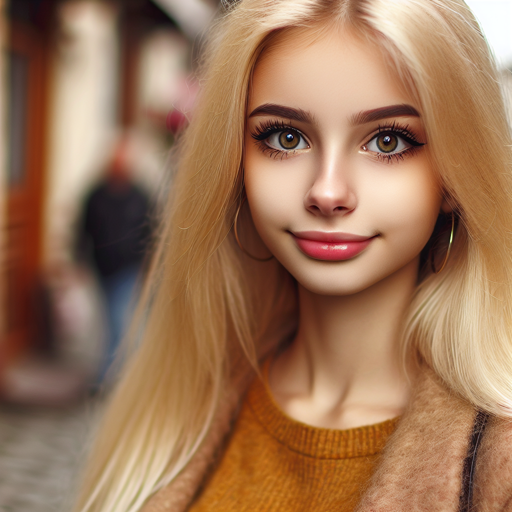 Stunning Portrait of a Blonde Girl with Big Brown Eyes