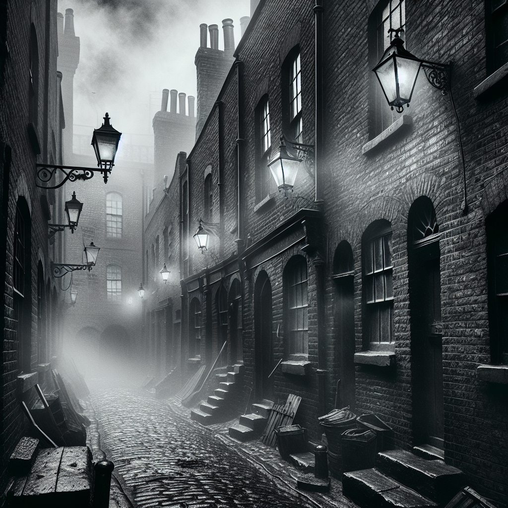 Eerie Victorian Era Foggy Alley in East End London