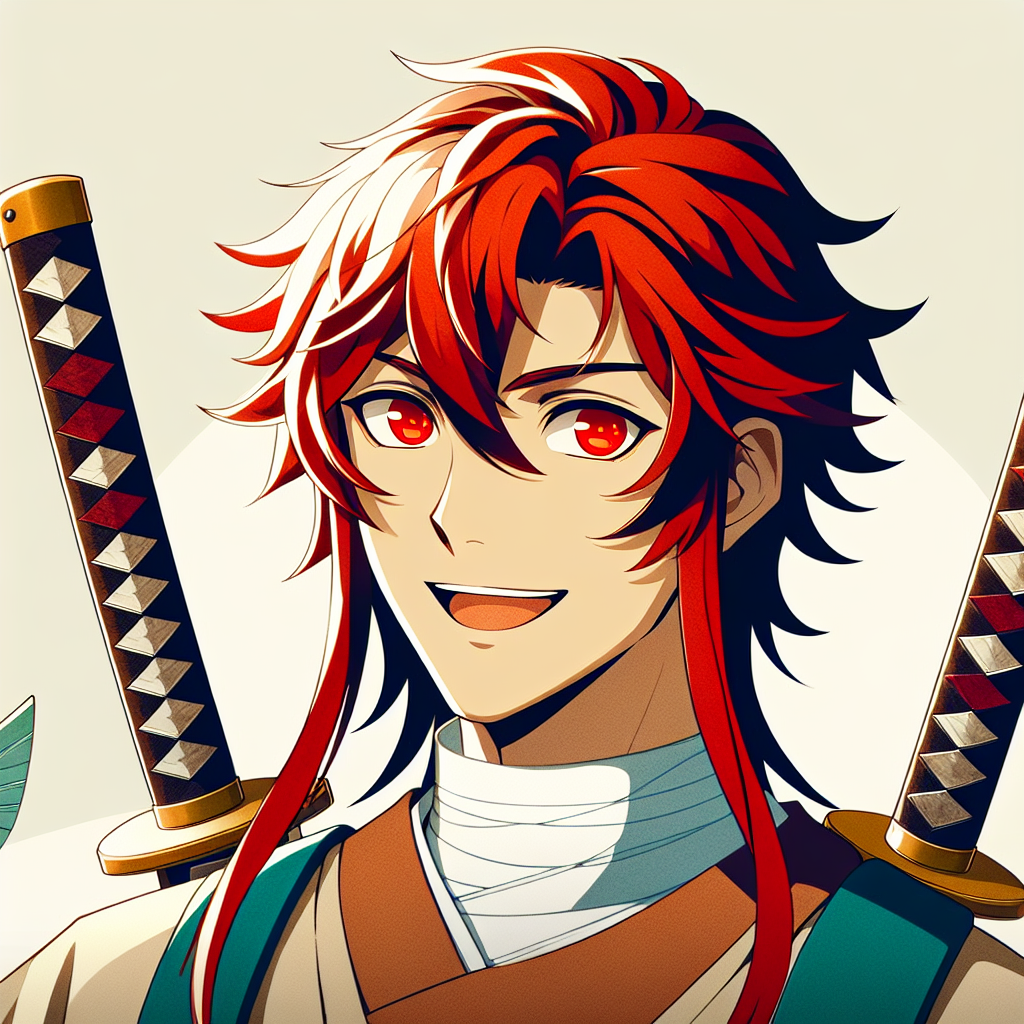 Powerful Red-Haired Anime Swordsman