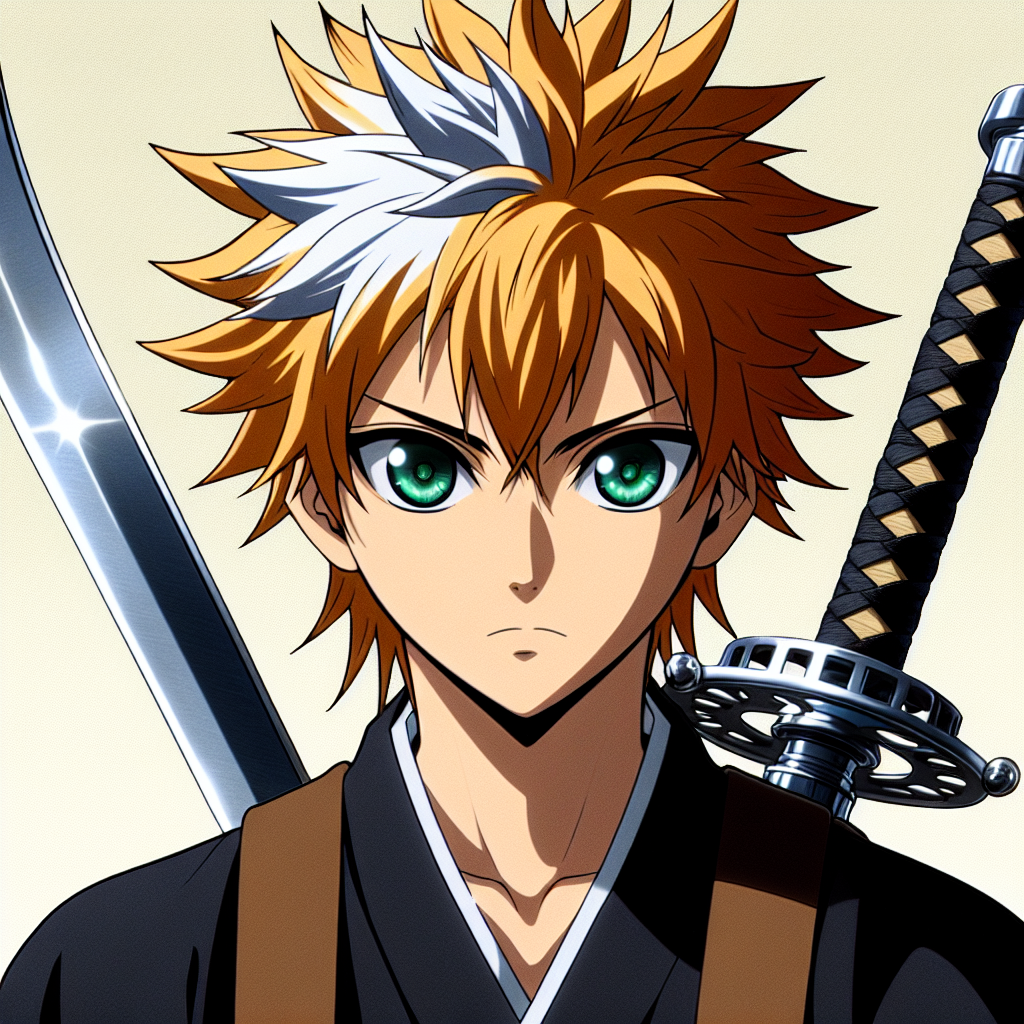 Anime-Style Young Man with Spiky Orange Hair