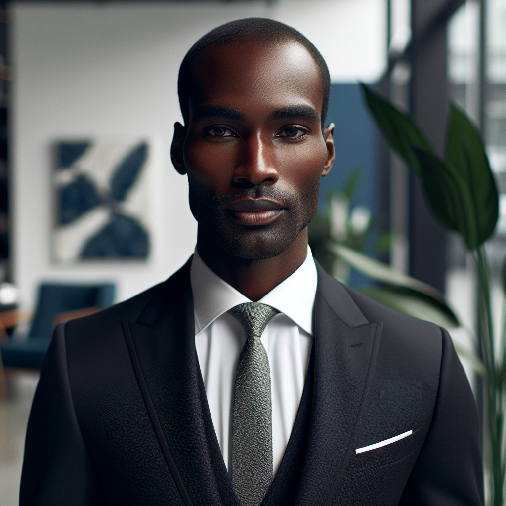 Confident Professional Black Man in a Dark Suit