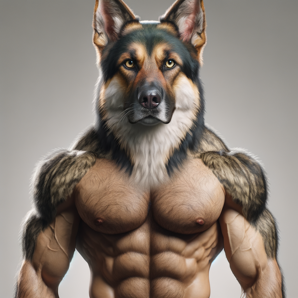 Athletic Anthropomorphic Man-Dog Hybrid