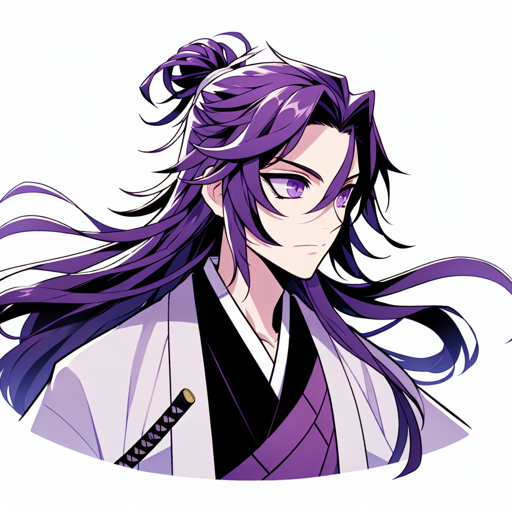 Anime Style Young Male Samurai with Long Hair