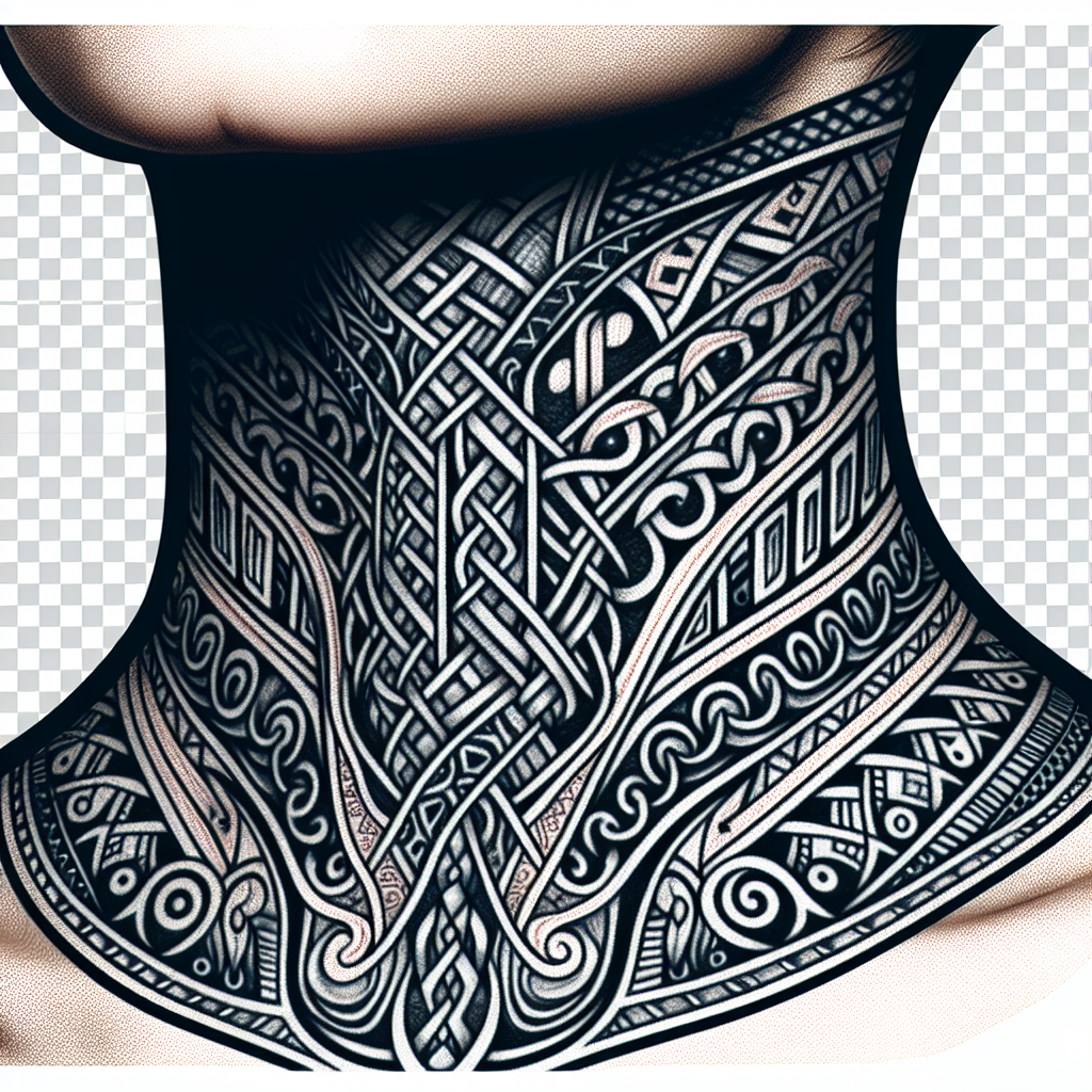 Detailed Nordic Neck Tattoo