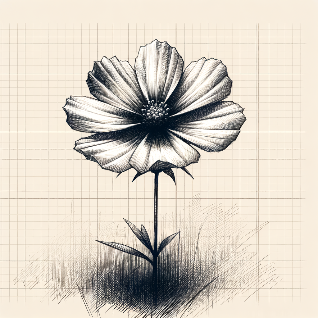 Detailed Sketch of a Resilient Flower