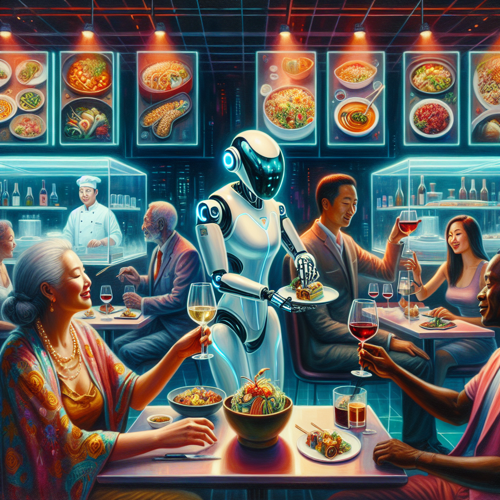 AI-Powered Robots at Futuristic Restaurant