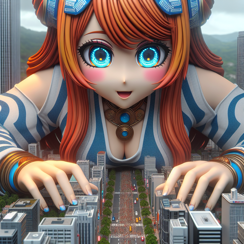 Giantess Nami in City