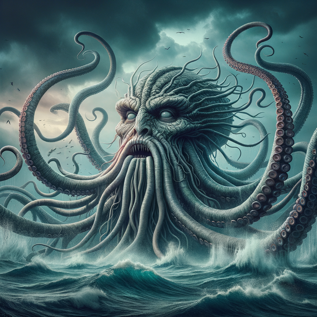 Enormous Kraken with Human Face