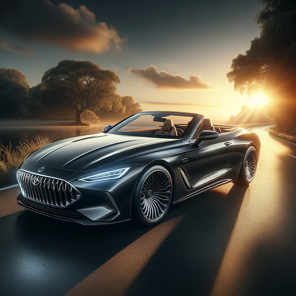 Luxurious Black Convertible Car at Sunset