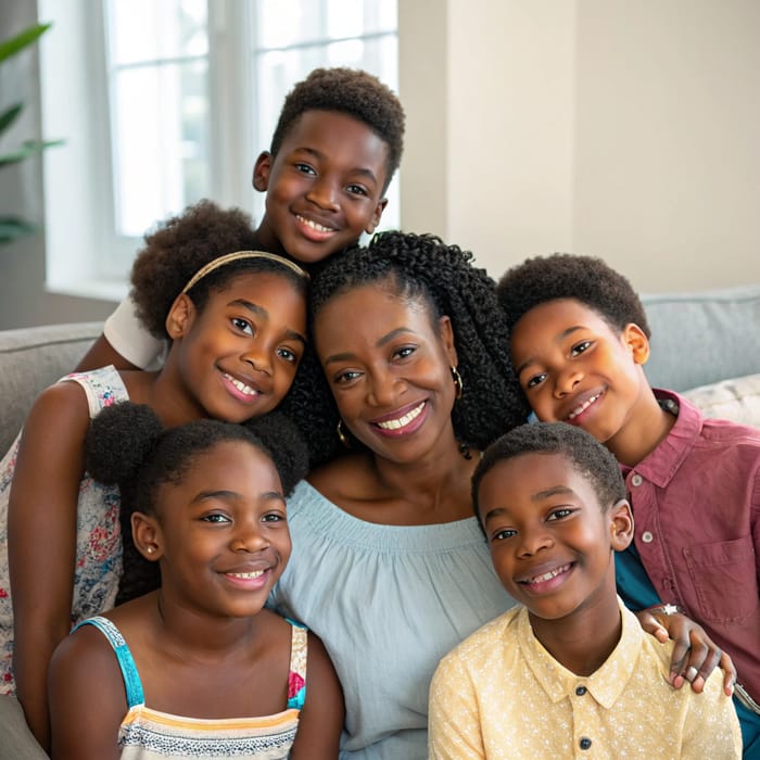 A Beautiful African American Family of 4 Daughters and 3 Sons