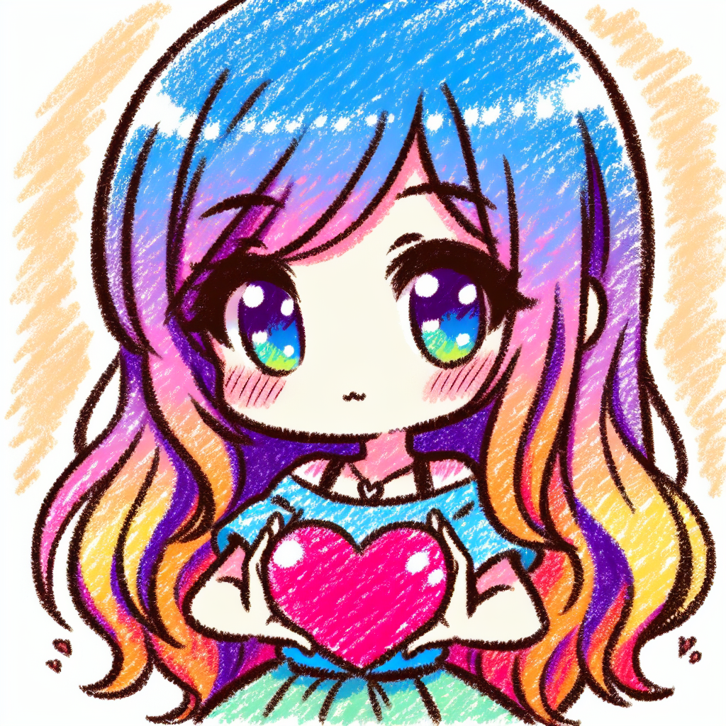 Chibi-Style Girl with Heart in Hair