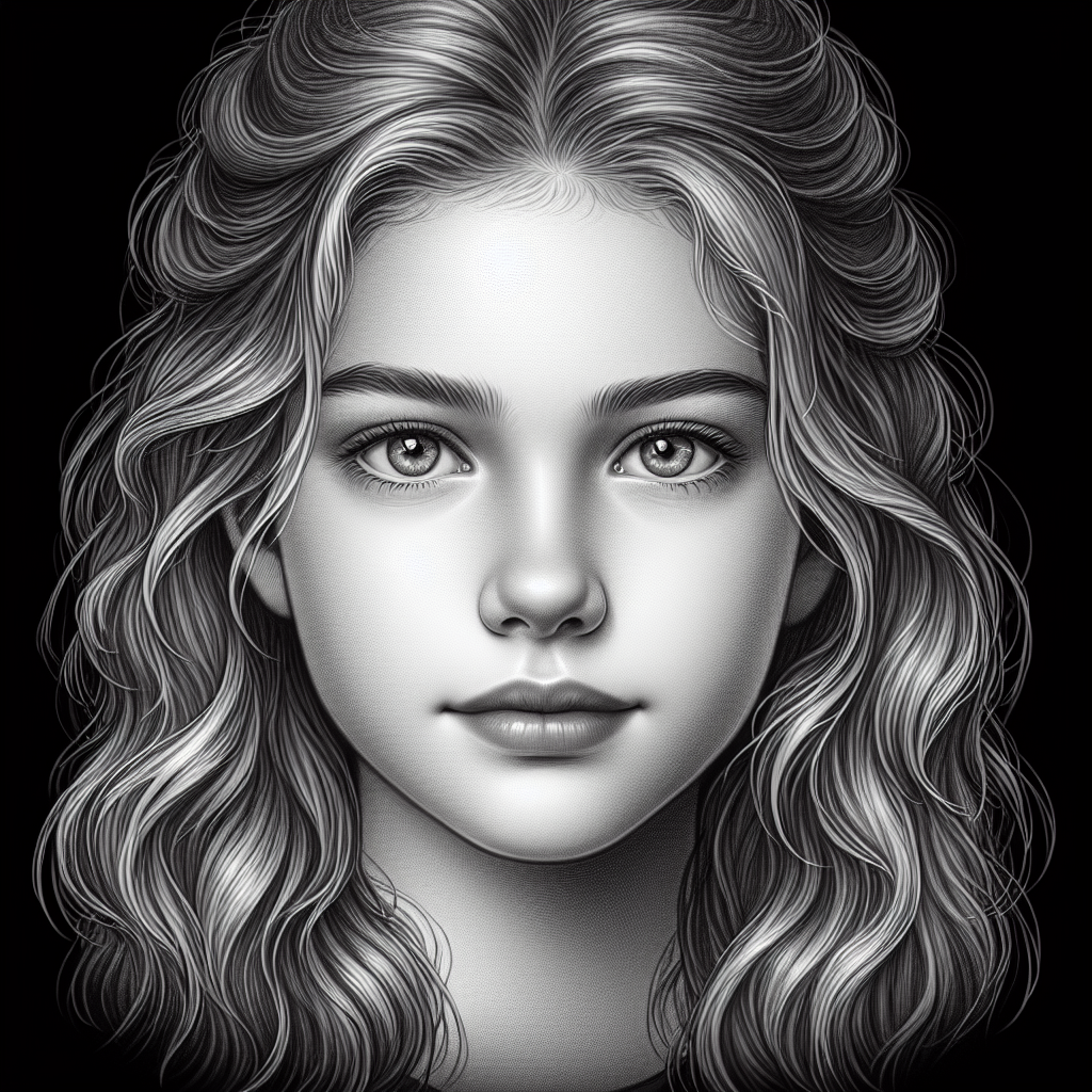 Detailed Portrait of a 14-Year-Old Caucasian Girl