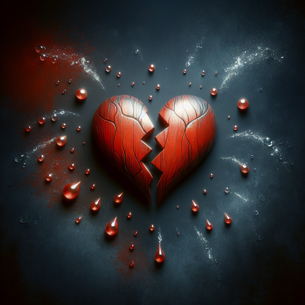 Vibrant Red Broken Heart Art