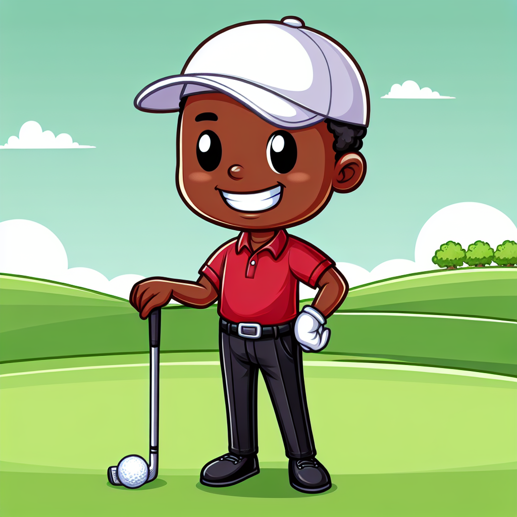 Playful Cartoon of a Golfer Inspired by Tiger Woods