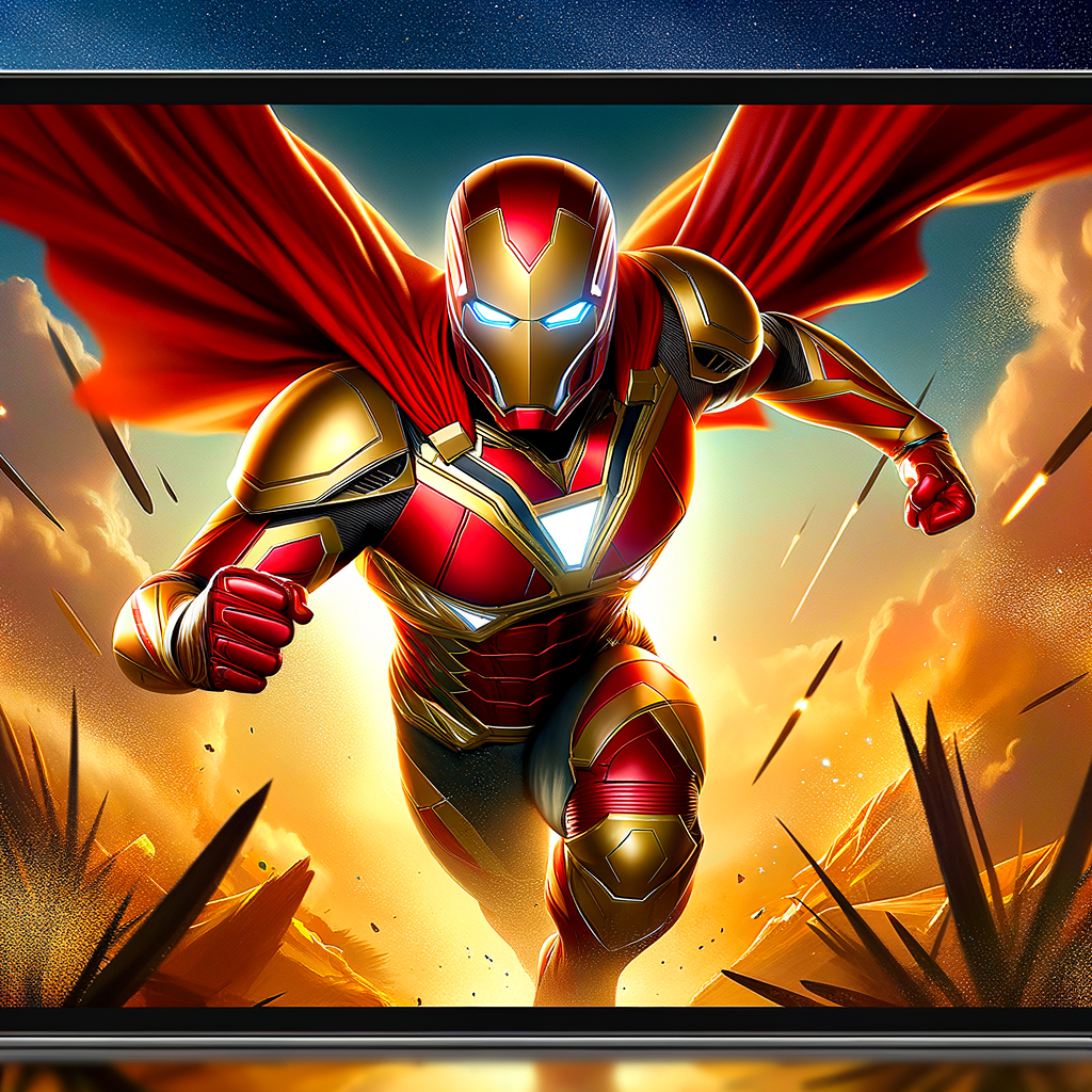 3D Red and Gold Armored Superhero Wallpaper