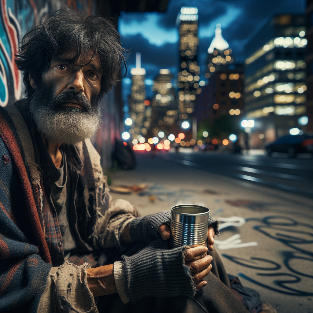 Homeless South Asian Individual on City Sidewalk