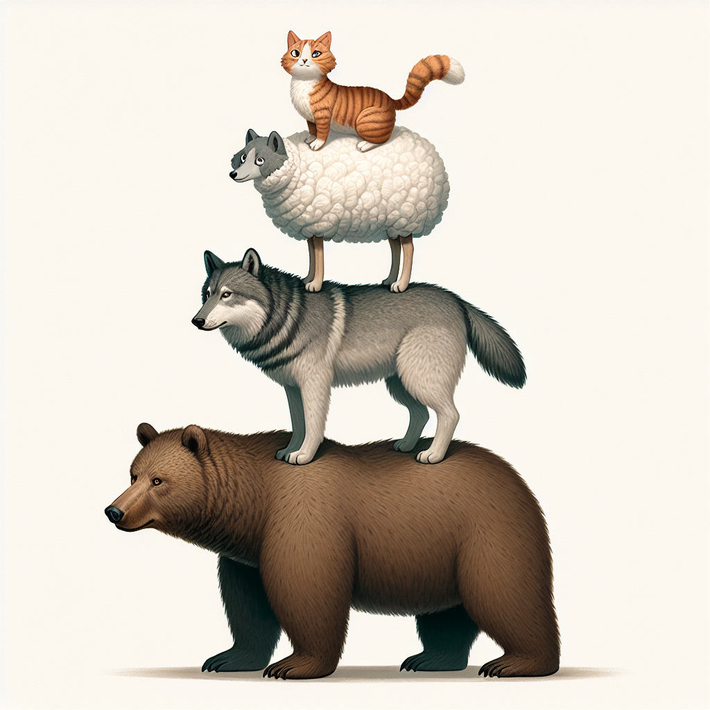 Whimsical Animal Tower Balancing Act