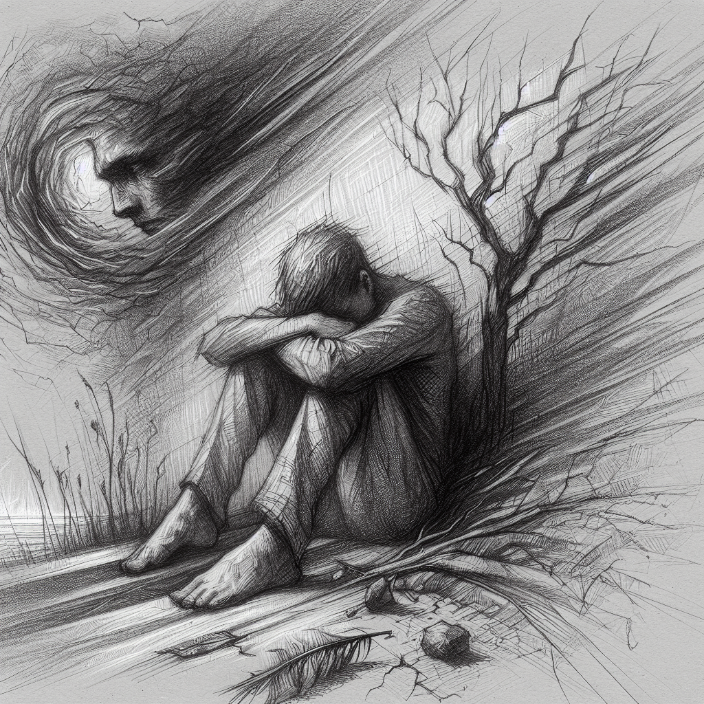 Melancholic Loneliness Pencil Sketch