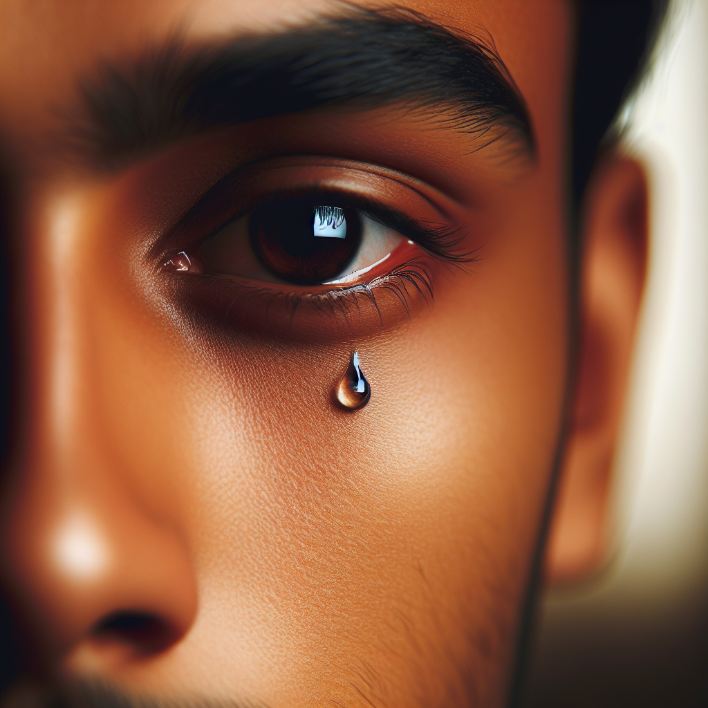 Emotional South Asian Man with Tear