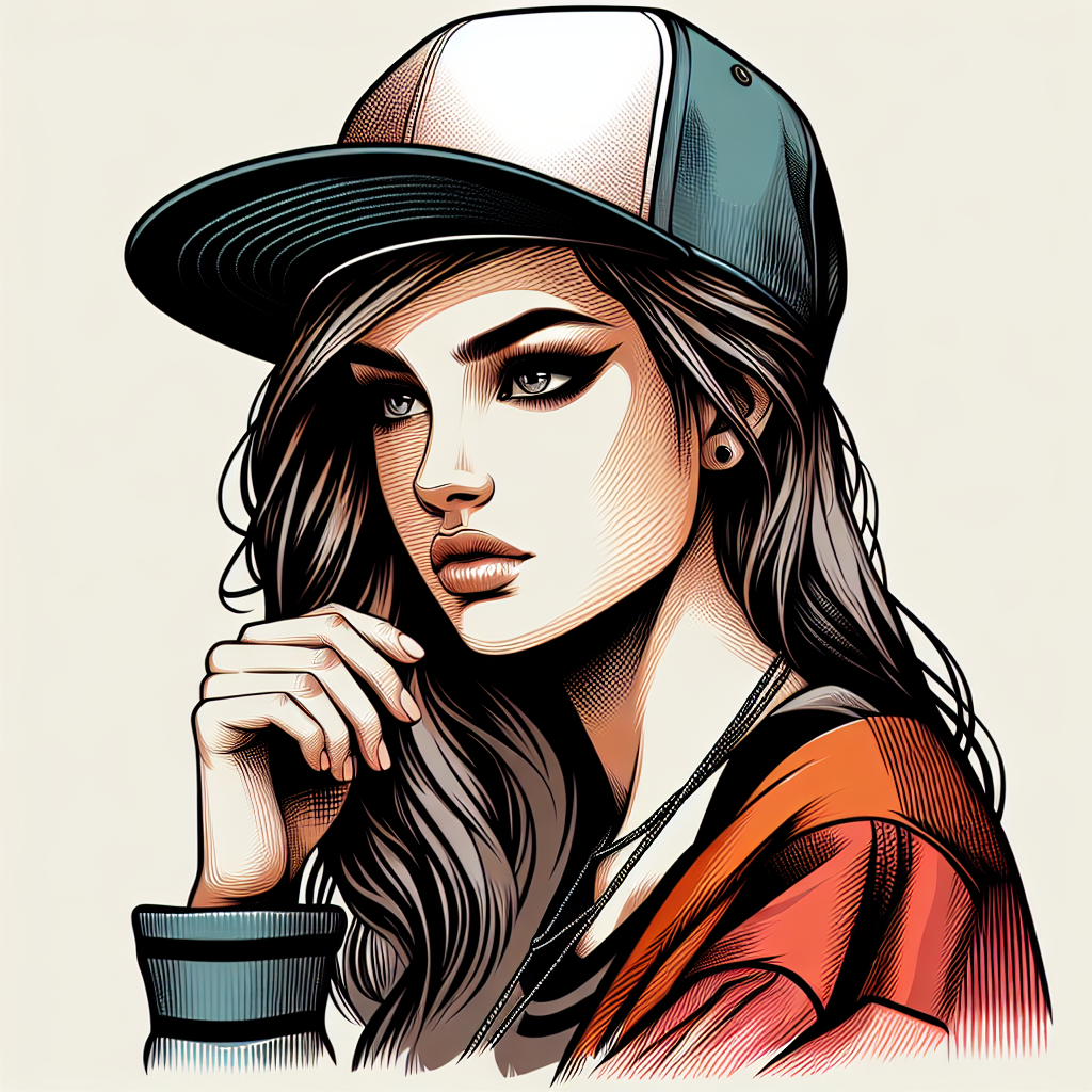 Stylish Snapback Hat Girl in Vibrant Pop Art Style