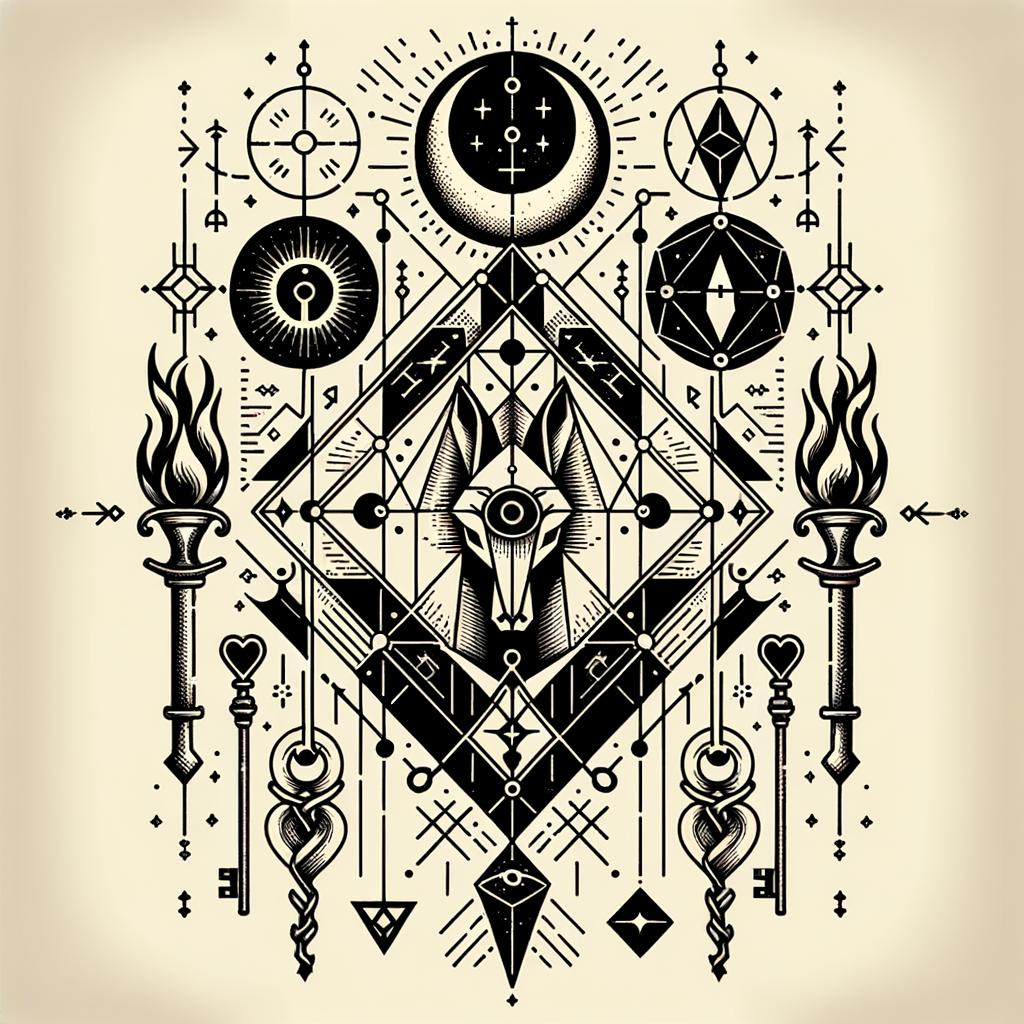 Stunning Geometric Tattoo Design of Goddess Hecate