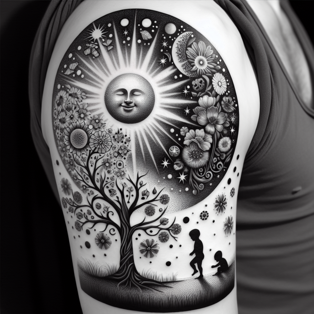 Realistic Black and White Happiness Symbol Tattoo