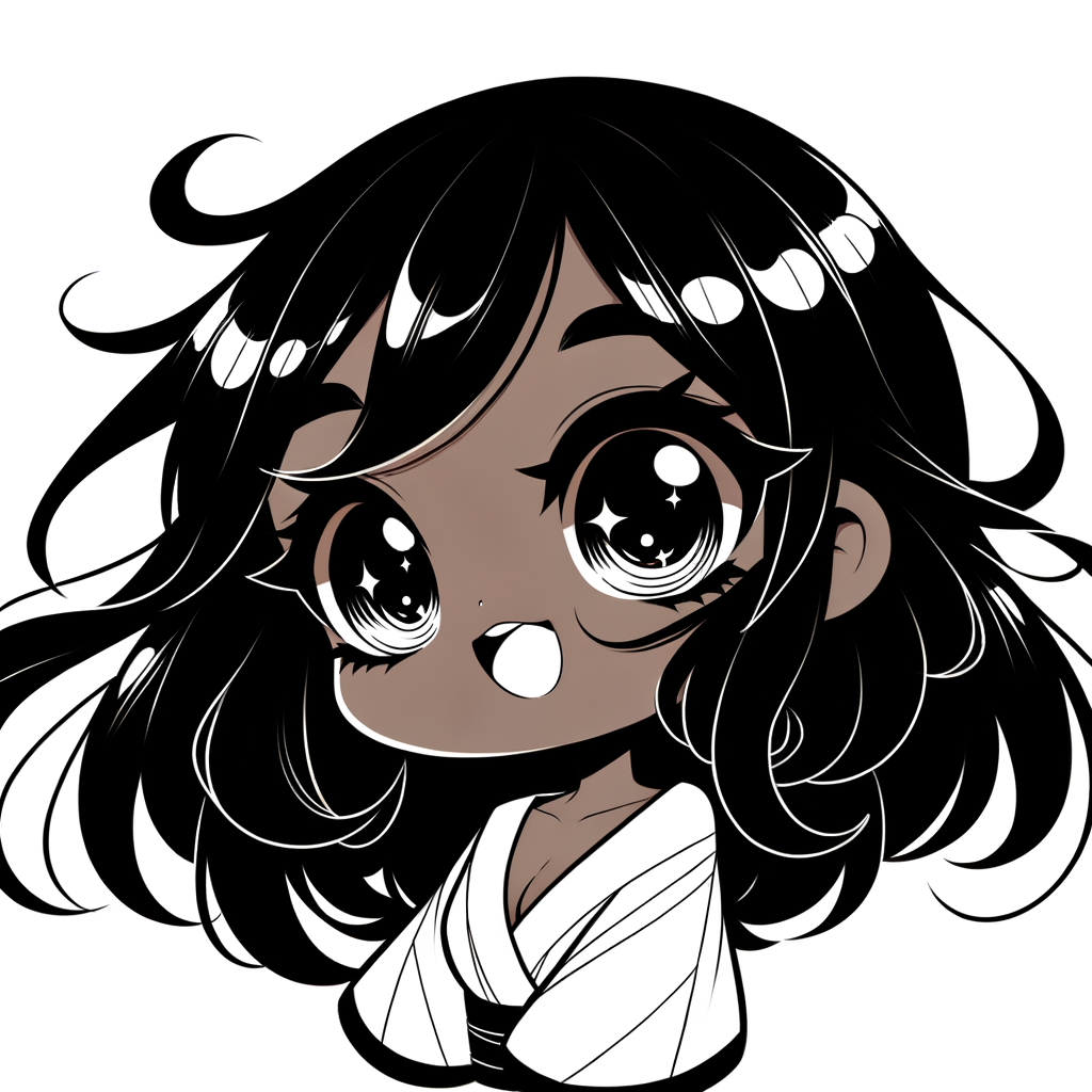 Charming Cute Black Girl Chibi Anime Illustration