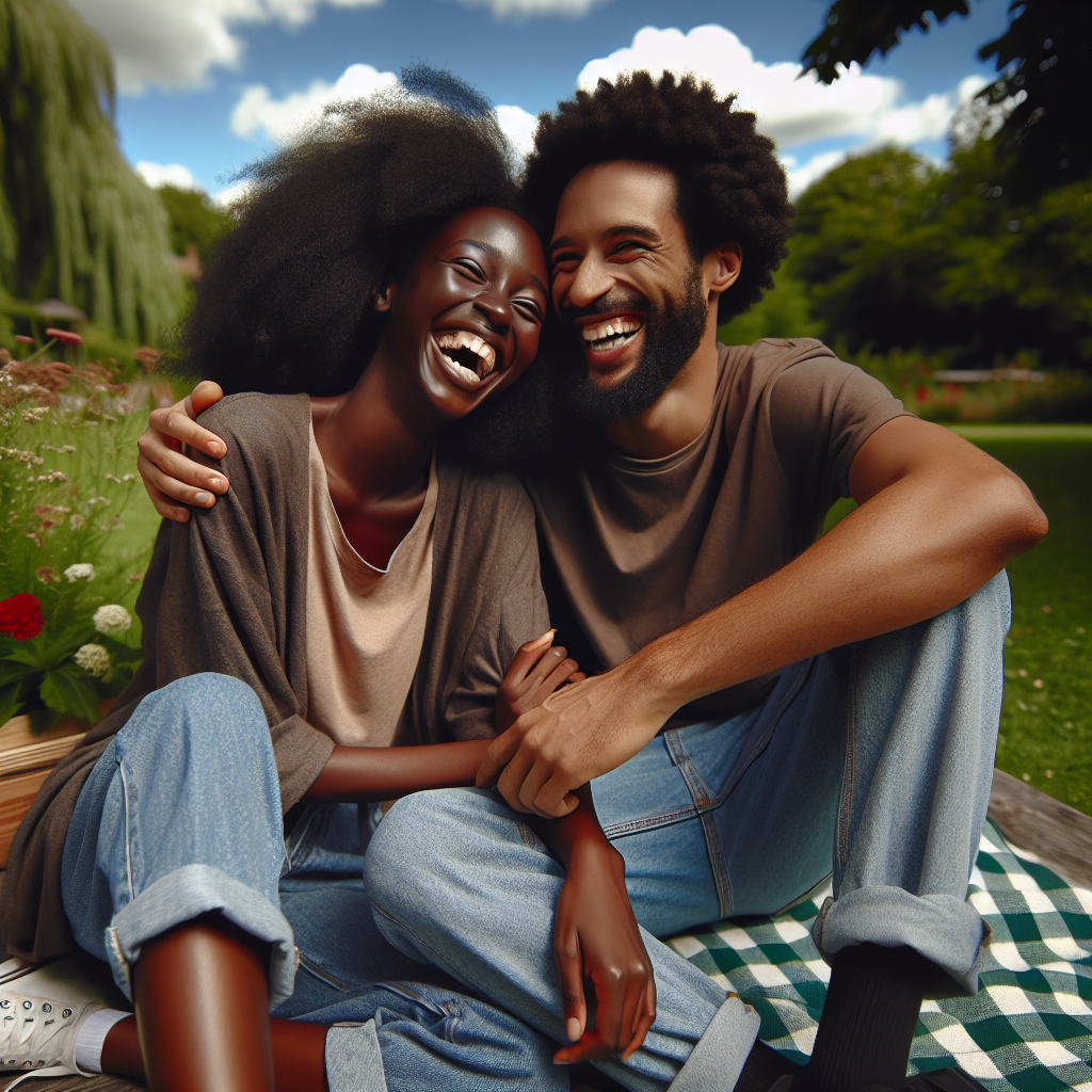 Joyful Black Couple in a Picturesque Park Setting