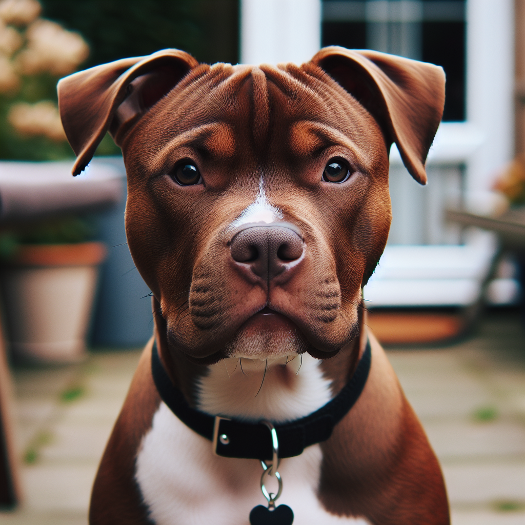 Brown Pitbull Dog with White Patch