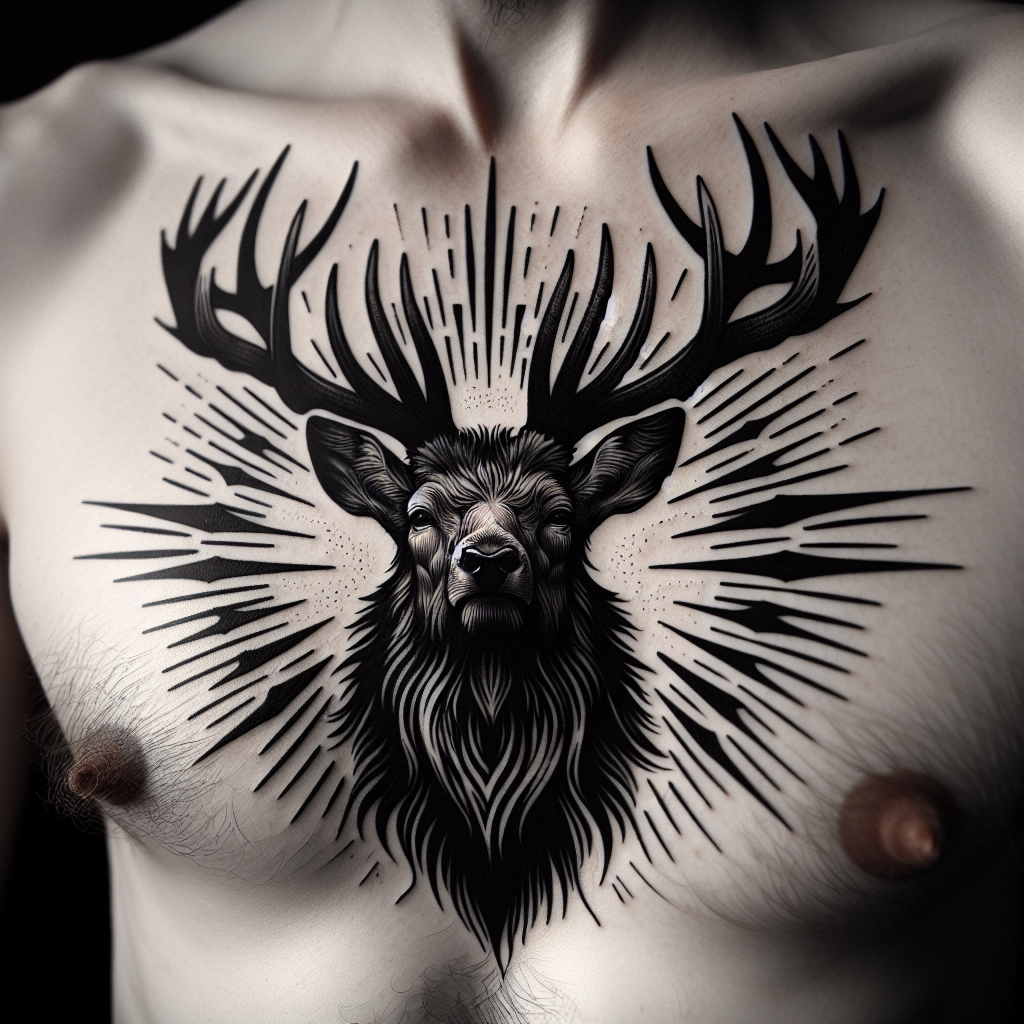 Stag Chest Tattoo Design