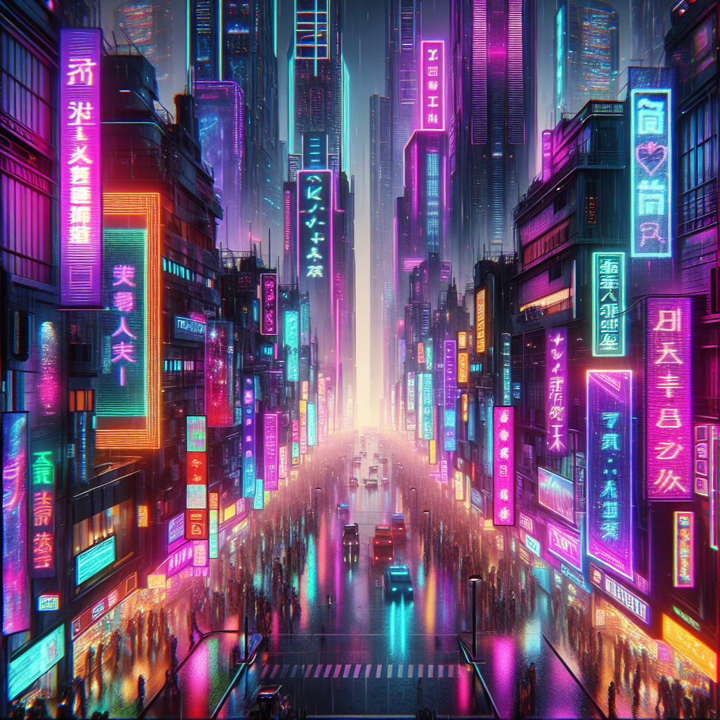 Explore the Neon-Drenched Cyberpunk Cityscape