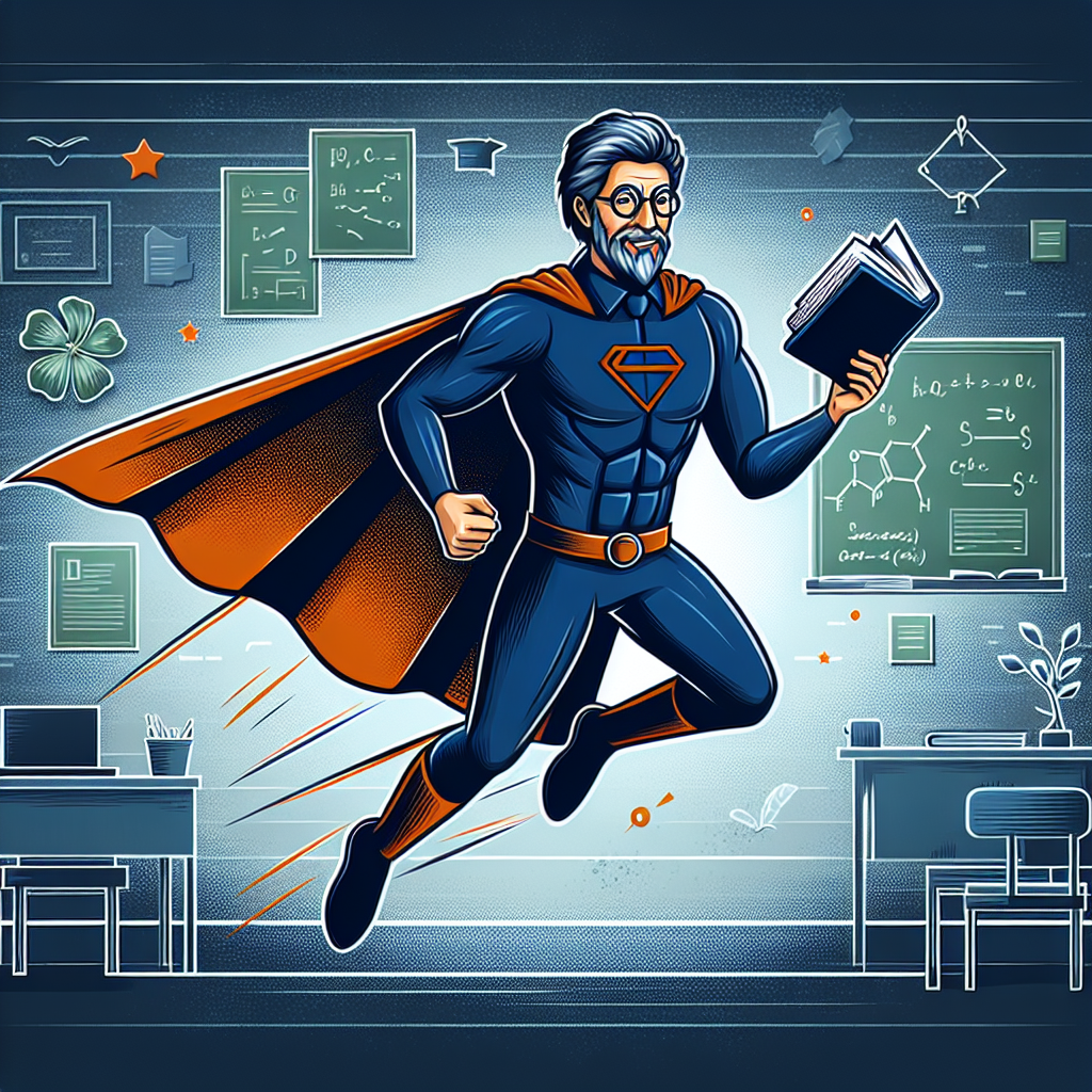 Superhero Professor in Dark Blue & Orange