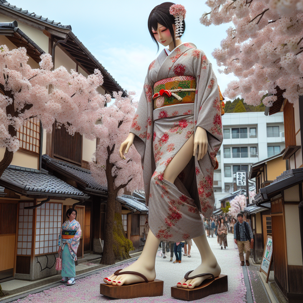 Japanese Giantess in Traditional Kimono