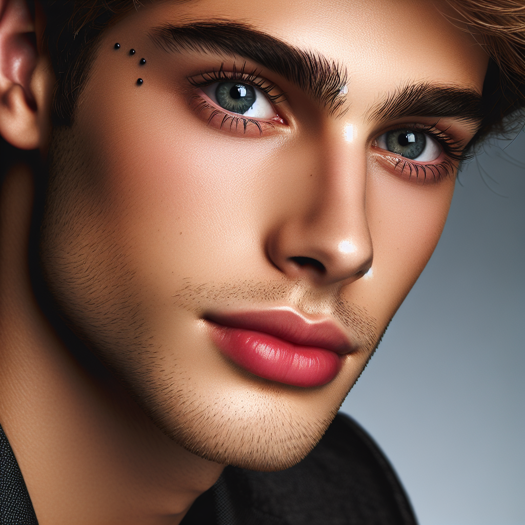 Handsome Young European Man with Grey Eyes and Moles