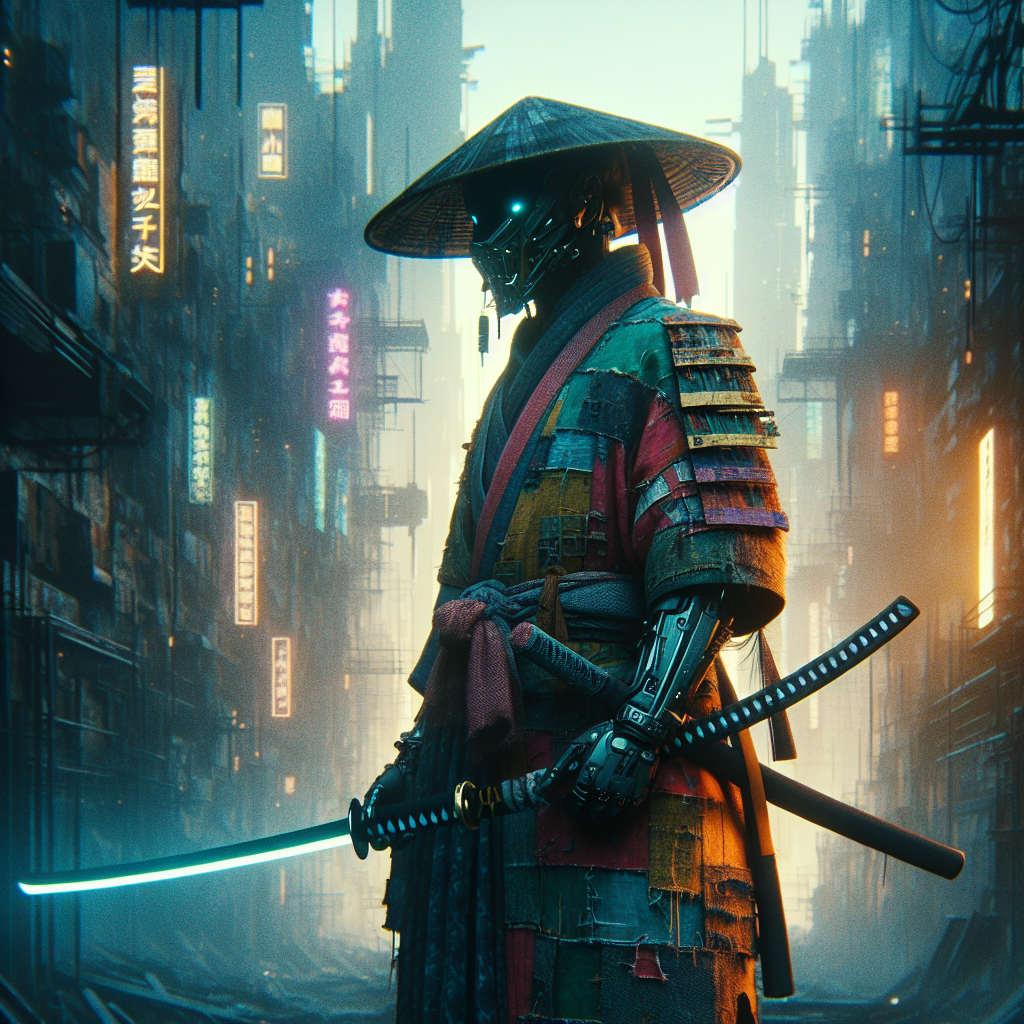 Futuristic Samurai in Dystopian Future