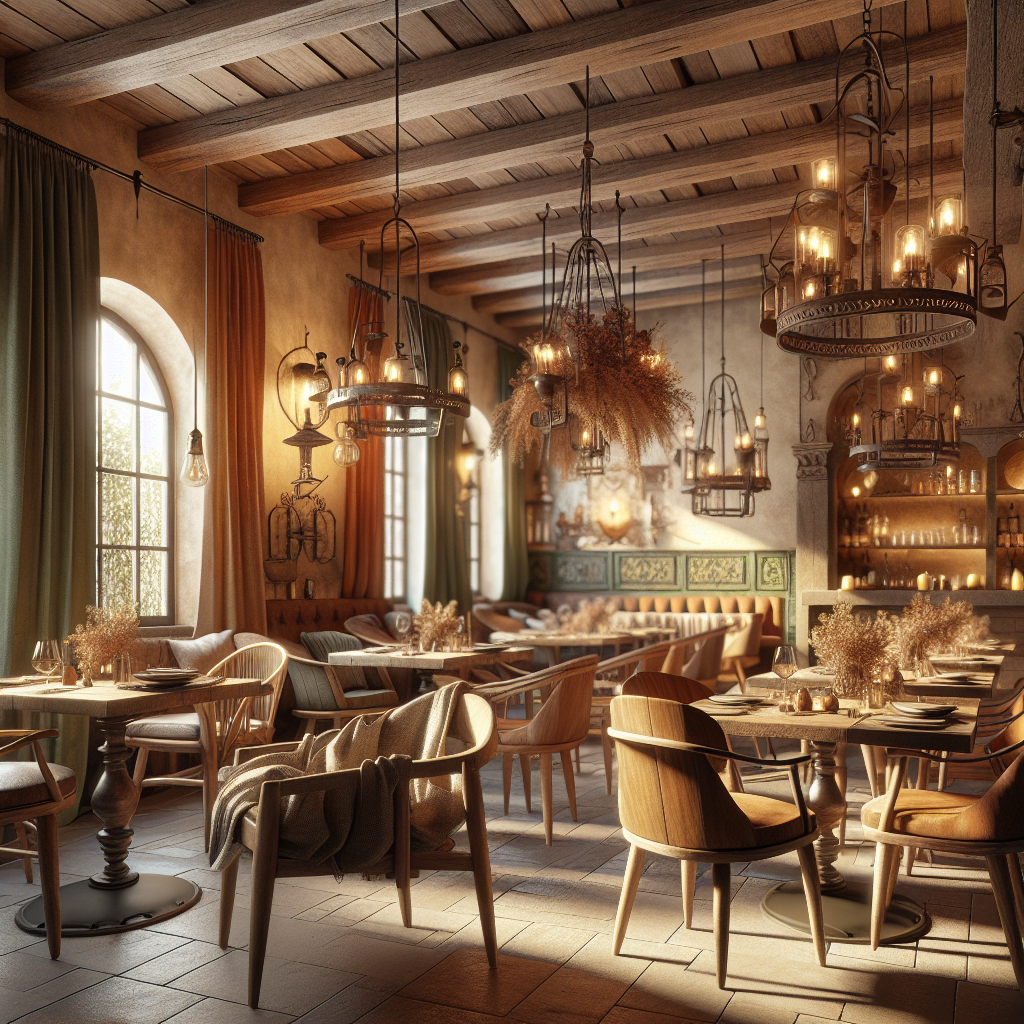 Italian Countryside Inspired Rustic Restaurant Interior