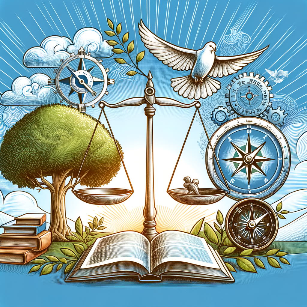 The Symbolism of Ethics: Scales, Book, Dove, Compass, and Oak Tree