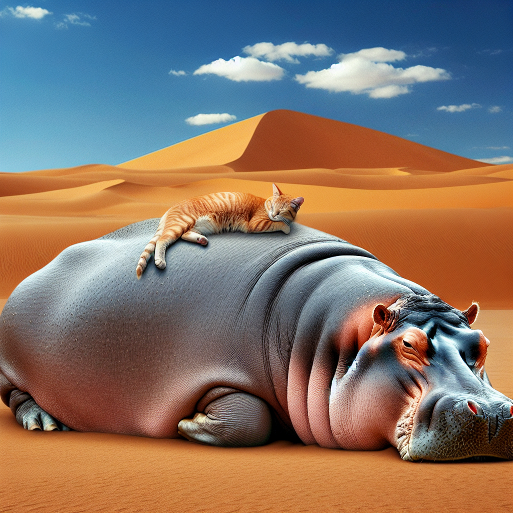 Cat and Hippo: Unlikely Friends in the Desert