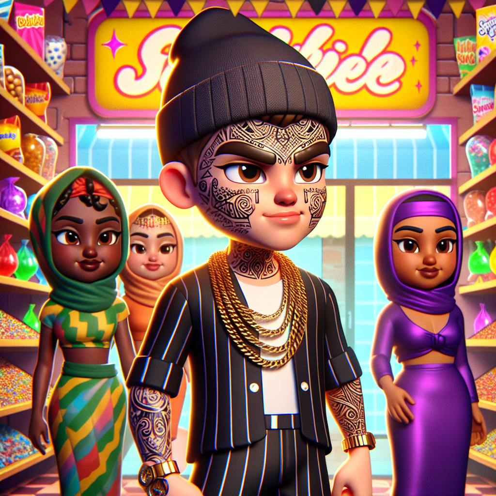 Explore Our Animated Candy Store Scene with a Gangster Twist