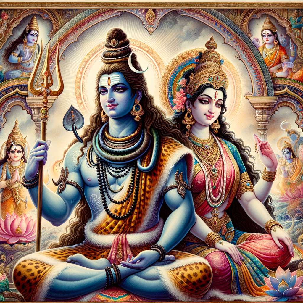 Divine Depiction of Lord Shiva and Maa Parvati