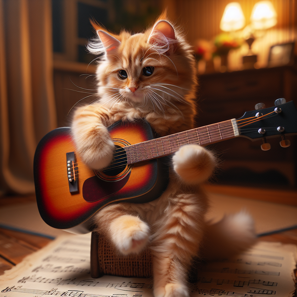 Cat Playing Guitar - A Musical Feline Delight