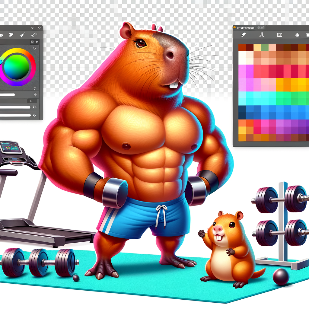 Muscular Capybara in Gym Cartoon