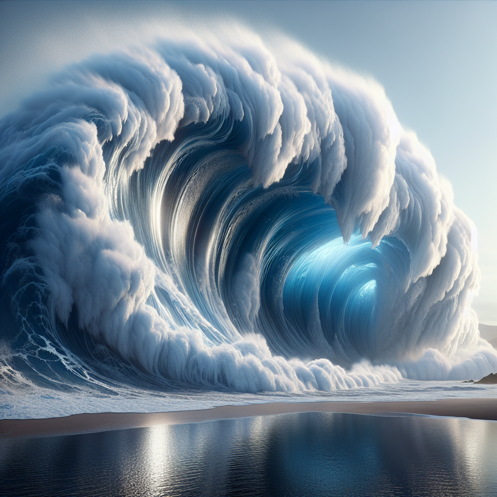 Gigantic Wave Crashing onto Shore