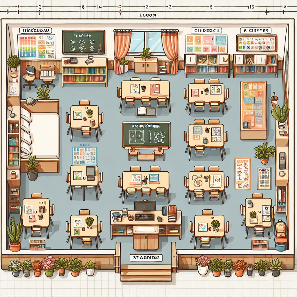 Detailed Classroom Floor Plan with Labelled Areas