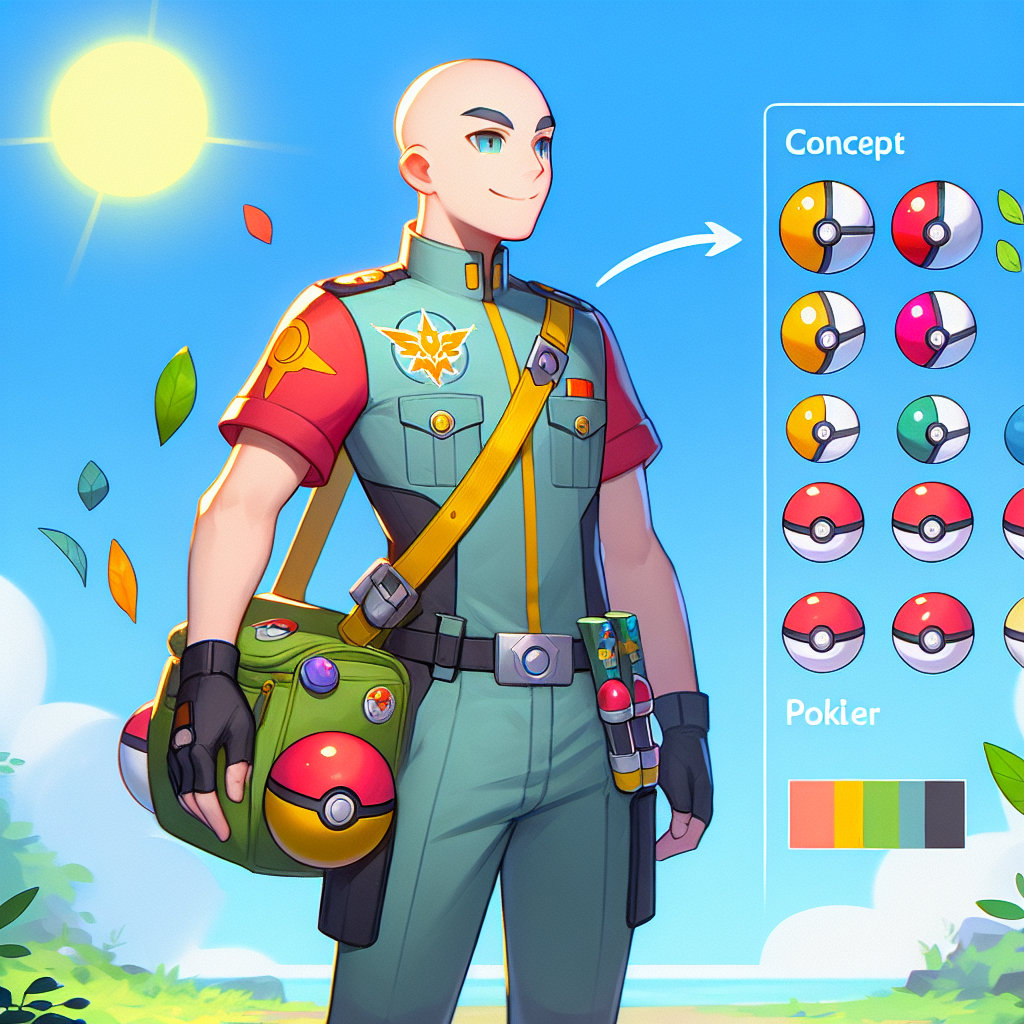 Pokemon-Inspired Bald Male Character with Unique Badge